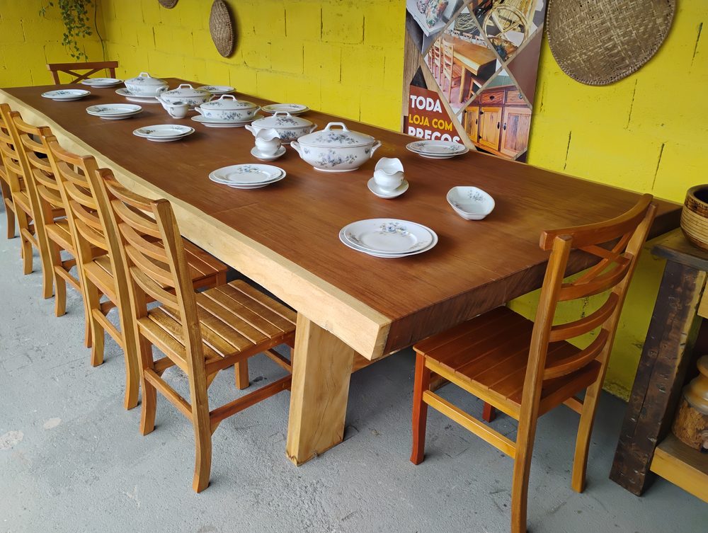 Mesa de jantar rústica para 10 lugares